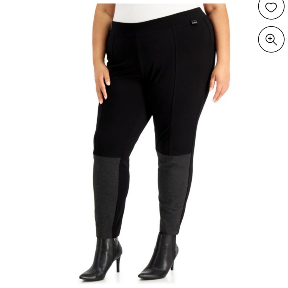 Calvin Klein Womens Colorblock Casual Leggings, Black, 3X